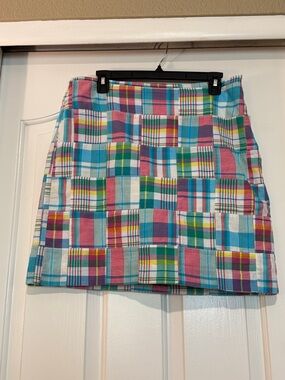 Talbots Multicolor Patchwork Plaid Mini Skirt - Pink, Blue, Green, Yellow, White